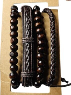 2 for $10 NWT Fashion Jewelry Men's Brown Beaded Bracelet Set